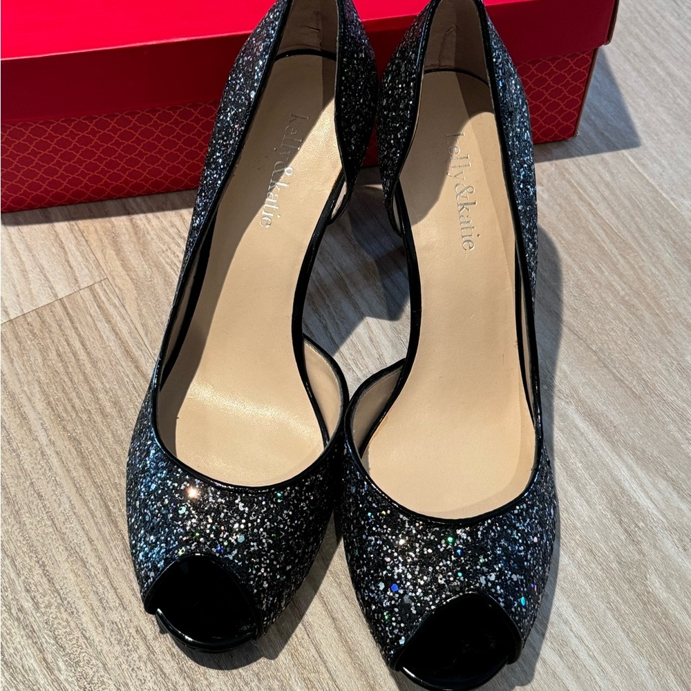 Glitter Peep Toe Heels Size 10
